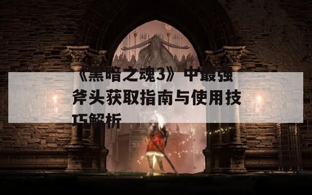 《黑暗之魂3》中最强斧头获取指南与使用技巧解析  第1张