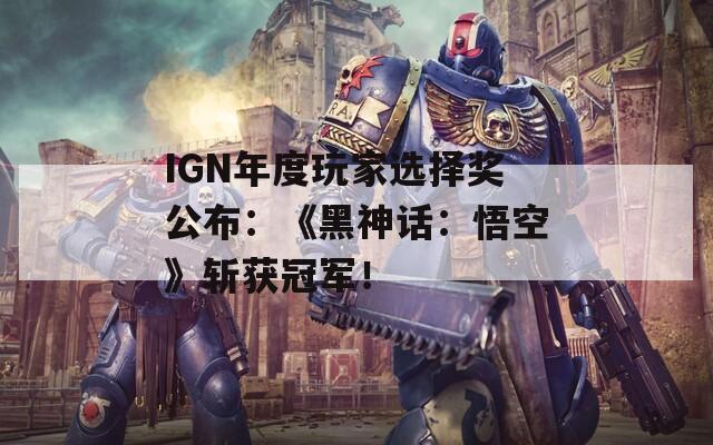 IGN年度玩家选择奖公布：《黑神话：悟空》斩获冠军！